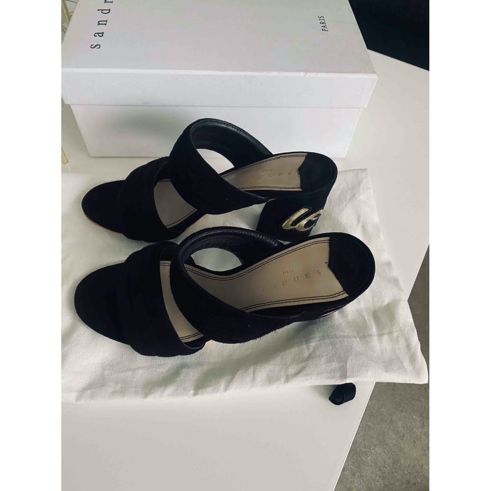 SANDRO ❤️ NIB TRUE LOVE VELVET CHUNKY HEELS SZ 9 - Picture 13 of 14